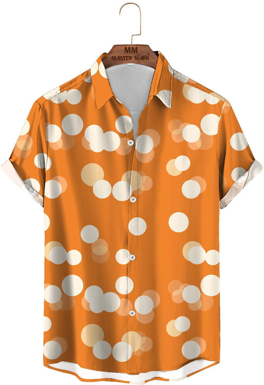 Men's Orange Printed Shirt.