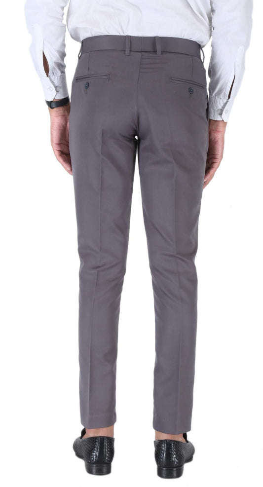 SREY Men Slim Fit Grey Polyester Blend Trousers